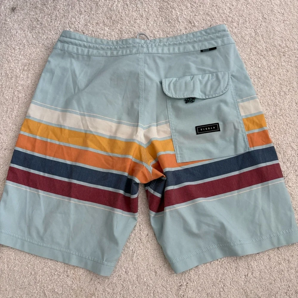 VISSLA Aqua and Striped Board Shorts